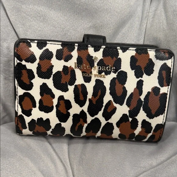 Kate Spade Black and Brown Animal Print Wallet - Picture 1 of 5
